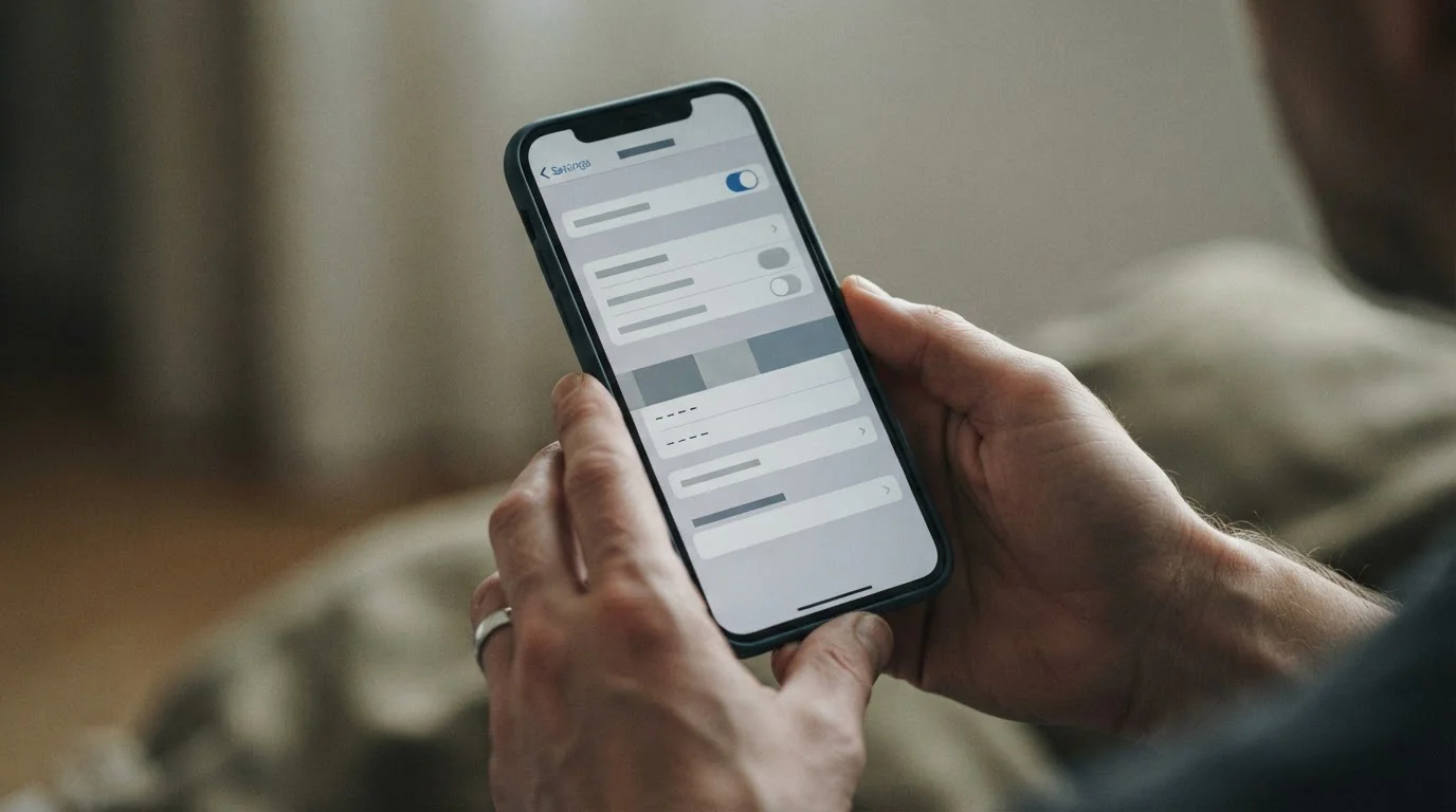 Manos de usuario configurando límites de autoexclusión en dispositivo móvil