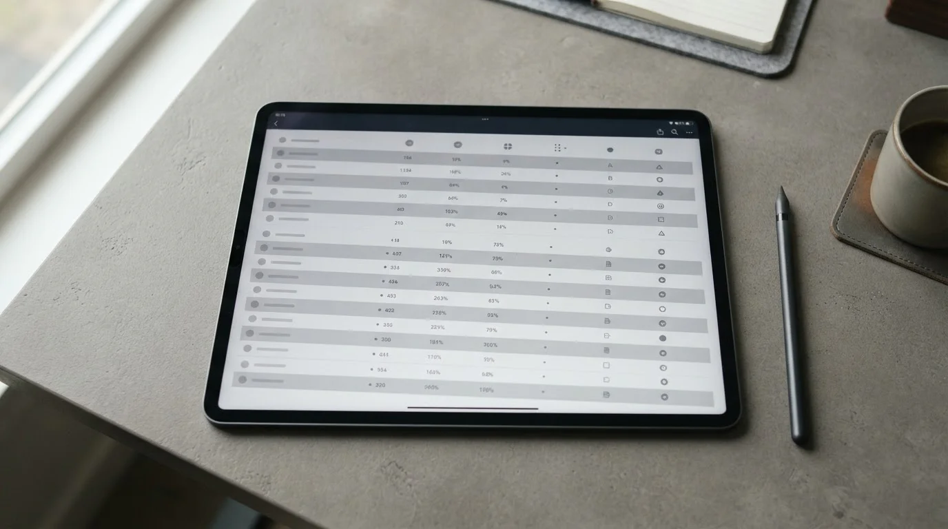 Vista aérea de una tablet mostrando opciones de operadores regulados