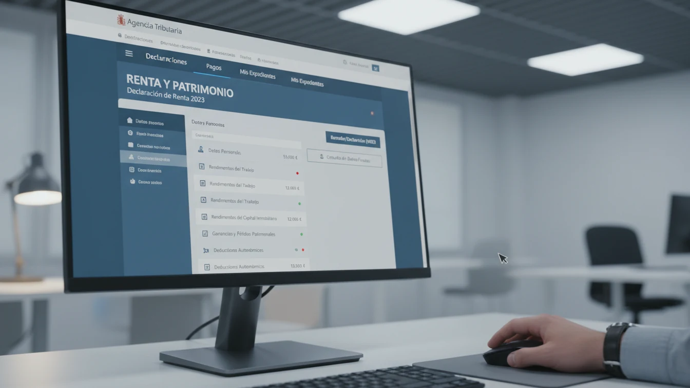 Pantalla de la sede electrónica mostrando datos fiscales del contribuyente