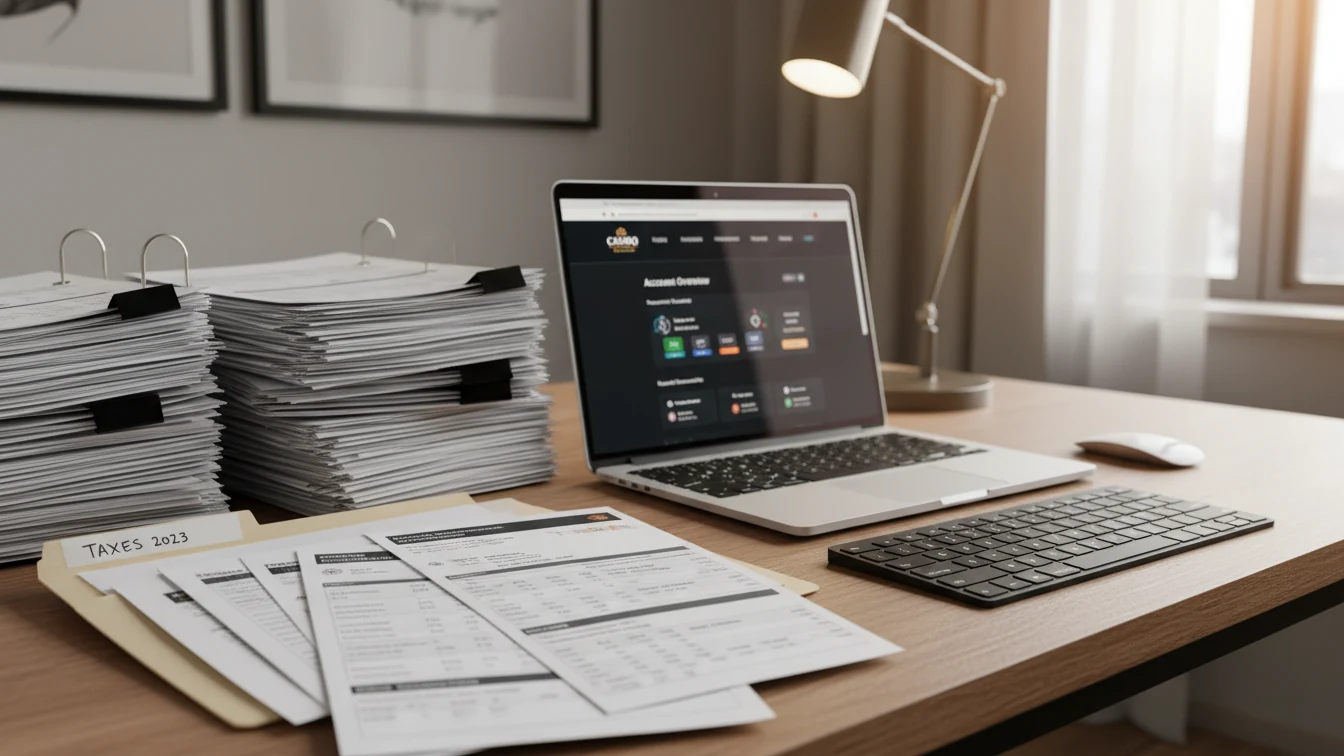 Documentos e historiales de casino online organizados para la declaración