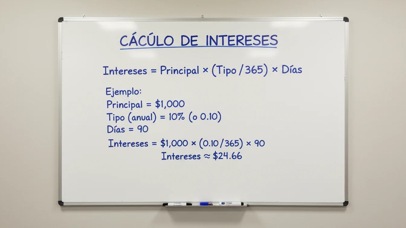 Fórmula matemática para calcular intereses de demora