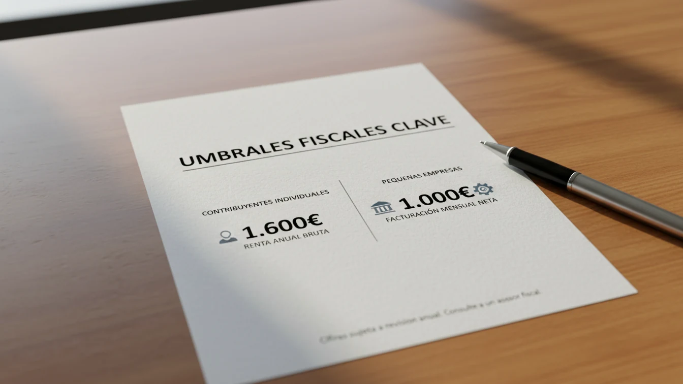 Documento resumen con los umbrales de declaración según tipo de contribuyente