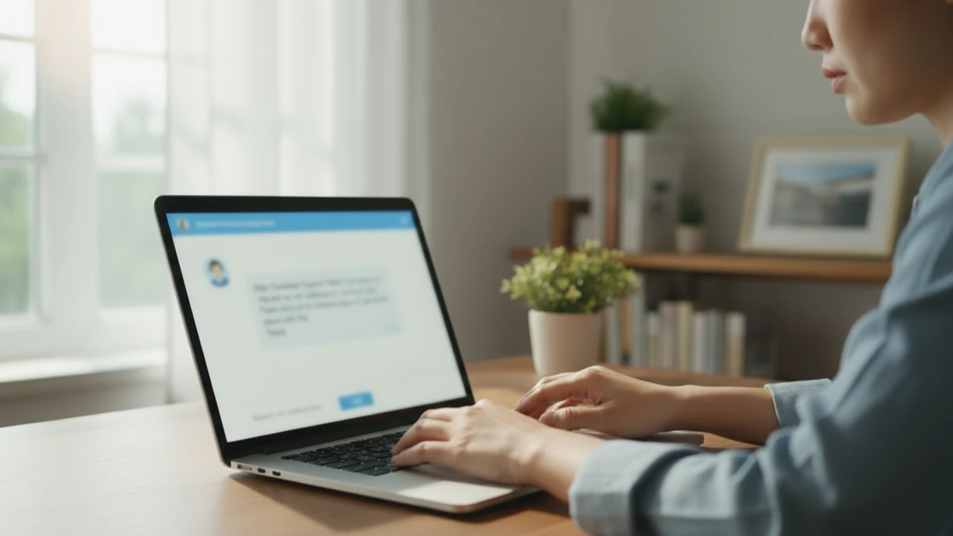 Persona enviando solicitud de certificado fiscal por chat o email