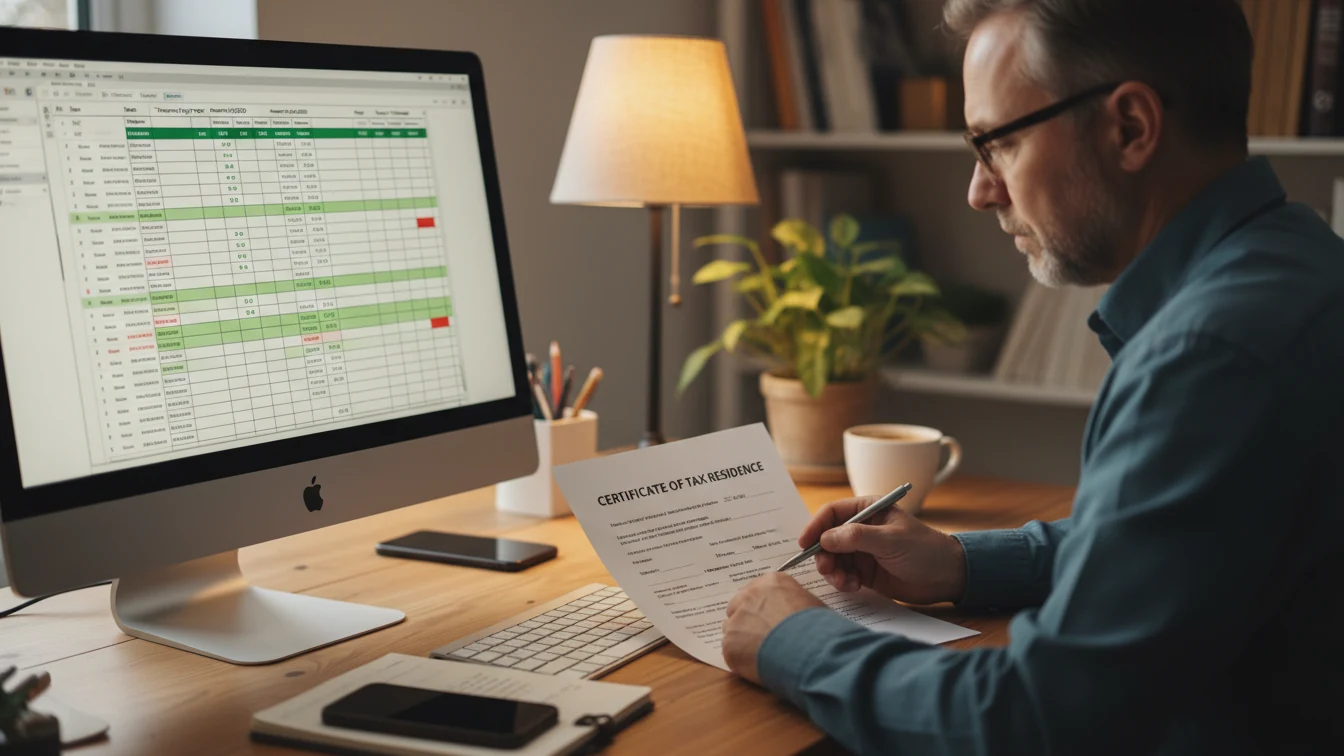 Persona comparando certificado fiscal con sus propios registros